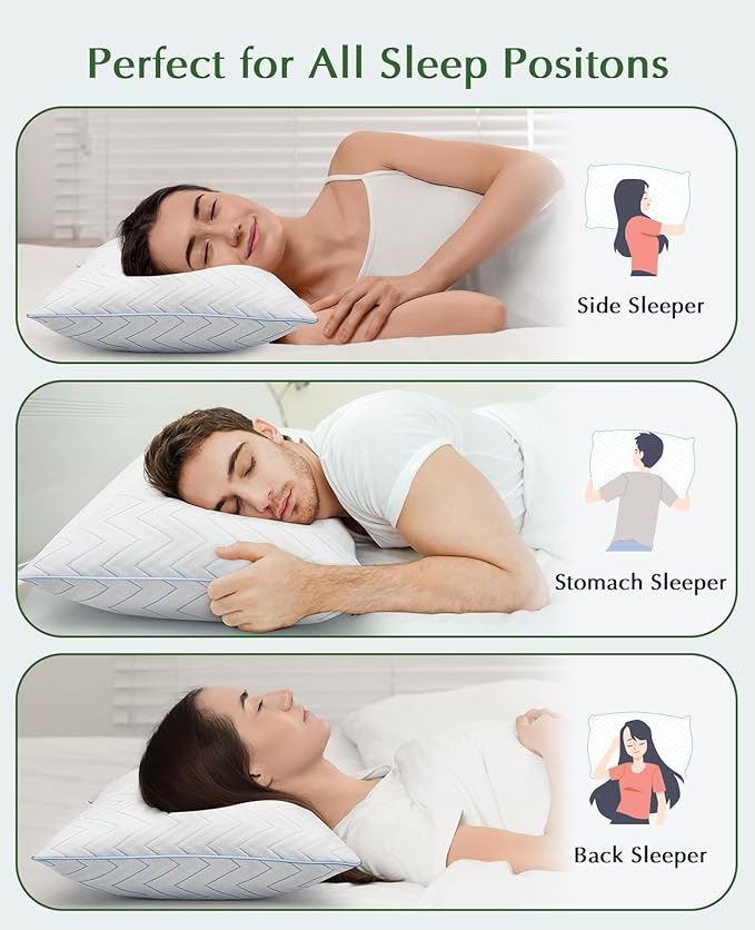 DIORIS Pillows Queen Size Set of 2 - Luxury Hotel Collection Bed Pillows for Sleeping, Breathable Medium Firm Down Alternative Microfiber Filled Pillows for Back, Stomach Sleepers