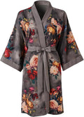 Ledamon Women's Kimono Short Robe for Women - Pocket Floral Bathrobe Nightgown