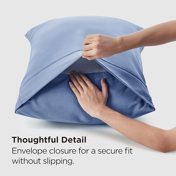 Bedsure King Size Pillow Cases Set of 2 - Slate Blue Brushed Microfiber Pillowcases 2 Pack, Super Soft Pillow Case Cover with Envelope Closure, Wrinkle, Fade and Stain Resistant, 20x36 Inches