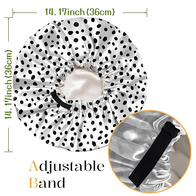 2 PCS Bonnets for Women Girls Satin Hair Bonnet Silk Adjustable Elastic Double Layer Hair Wrap Sleep Cap Comfort Cute-Leopard Spots