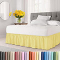 Wrap Around Dust Ruffle Bed Skirt - Yellow - Twin/Twin XL Size Beds with 15 Inch Drop - Easy Fit Elastic Strap - Adjustable Pleated Bedskirt w/Brushed Fabric - Wrinkle Free - Women, Men, Kids & Teens