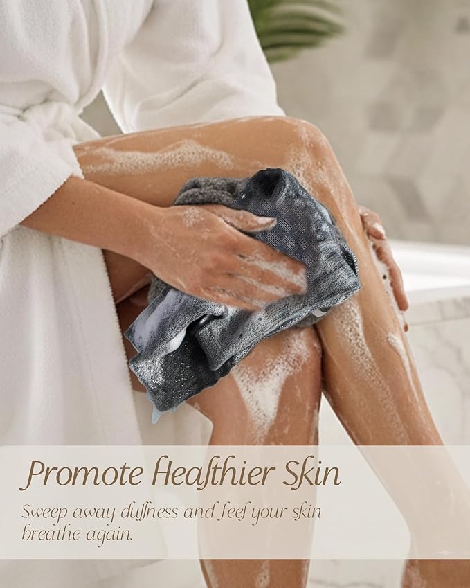 Yiclick Exfoliating Washcloth Towel, Back Scrubber for Shower, Exfoliating Body Scrubber Exfoliator, Japanese Wash Cloth for Body Scrub, Bath Exfoliate Rags Loofah Lufa Sponge for Women Men