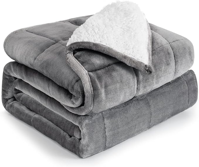 Cottonblue Sherpa Weighted Blanket 15 lbs, Fleece Flannel Heavy Blanket Twin Size, Soft Cozy Fuzzy Weighted Blankets 48 x 72 inches, Idea Gifts for Adults Birthday