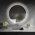 LED Bathroom Mirror 24 Inch Round Bathroom Mirror with Lights, Circle LED Mirror, Wall Mounted Lighted Bathroom with 3 Colors Brightness, Anti-Fog, Dimmable, Shatter-Proof