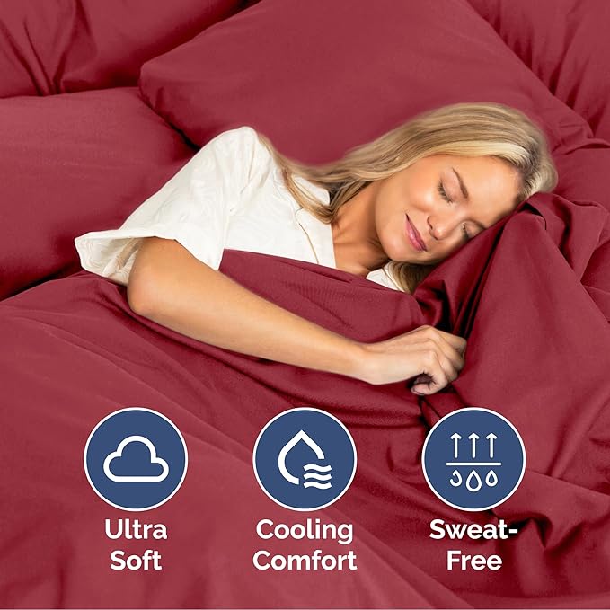 Cal King Size 4 Piece Sheet Set - Extra Soft, Breathable & Cooling Sheets - Hotel Luxury Durable Bed Sheets for Women & Men - Deep Pockets, Easy-Fit & Wrinkle-Free Sheets - Berry Oeko-Tex Bed Sheets