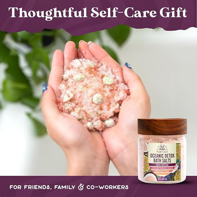 PURPLE CANYON SolSalts Oceanic Detox Bath Salts 10oz | Bergamot Citrus Scented Soak with Hydrating Minerals | Skin Hydrating Mineral Bath