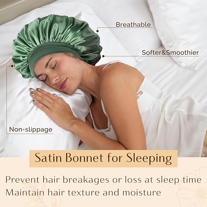 YANIBEST Silk Bonnet for Men Women Hair Bonnet for Sleeping Double Layer Satin Bonnet for Natural Curly Hair Unisex Sleep Cap