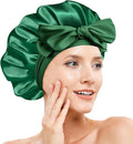 Silk Bonnet for Sleeping Women, Adjustable Soft Satin Lined Bonnet with Tie Band, Double Layer Sleep Night Cap