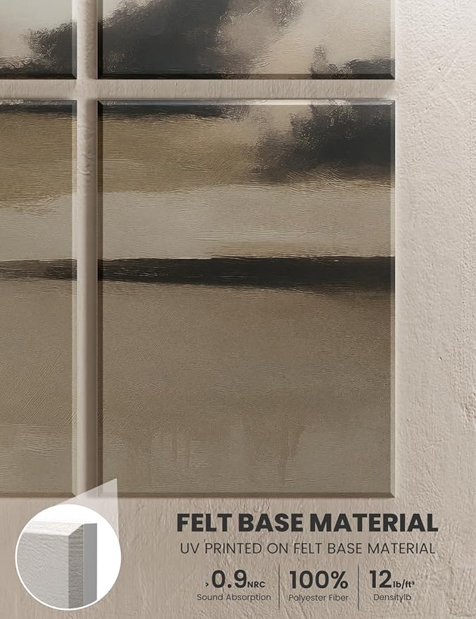 Wall Art Acoustic Panels,47''X31''Soundproof Wall Panels-8-Pack with 50 Adhesive Tabs, Panels for Living Room and Recording Studio, Offices-Mist Reflections