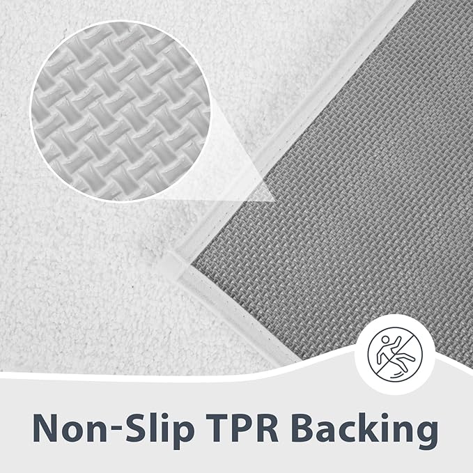 Bathroom Rugs 24" x 36", Non-Slip Extra Soft Absorbent Bath Rugs, Machine Washable Quick Dry Bath Mats for Bathroom Floor, Shower, Bathtub and Sink, White