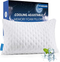 Cooling Side Sleeper Pillow for Neck and Shoulder Pain, Luxury Shredded Memory Foam Firm Cool Bed Pillows for Sleeping Set of 1- Adjustable Standard Size- Washable Cover Original White