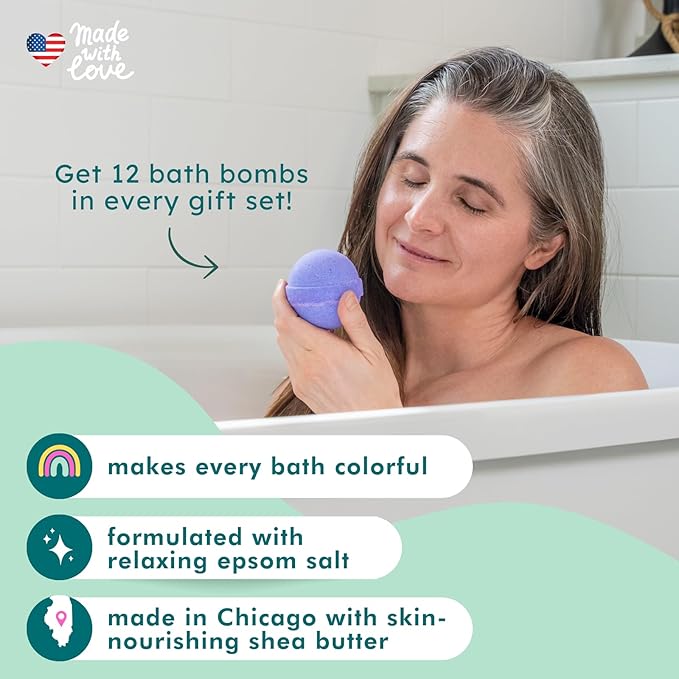 Natural Bath Bombs for Women & Men – Handmade in USA Gift Set with Essential Oils, Shea Butter & Epsom Salt – Non Toxic Spa Bath Bombs for Sensitive Skin – Anovina Relaxation Gift