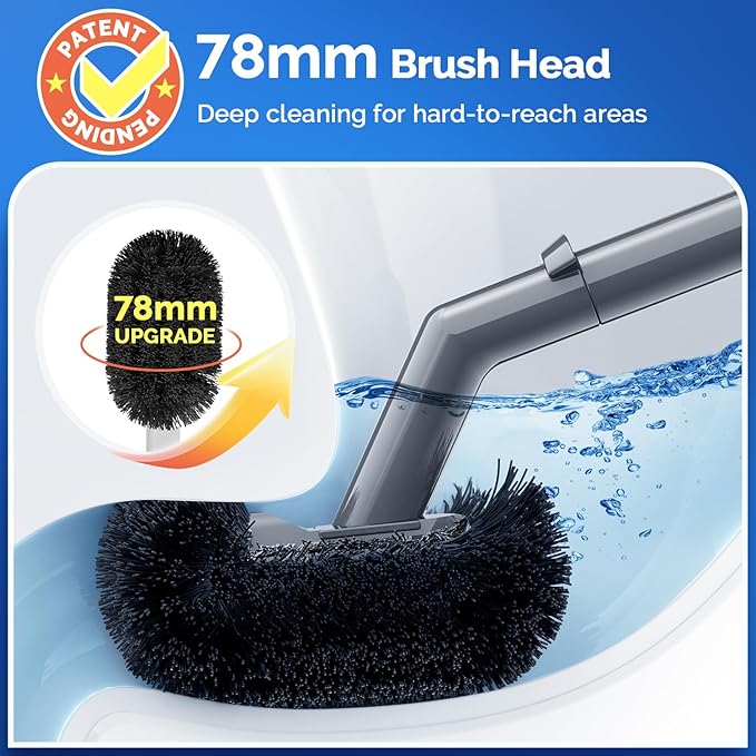 HAMITOR Toilet Plunger Bowl Brush Combo：Heavy Duty Rubber for Drain Clog Remover - Curved Design Bristles for Deep Cleaning Under Rim - Compact Bathroom Cleaning Tools for New Homet Essentials -Gray