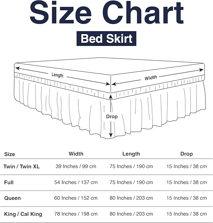 Bed Skirt Full Bed Skirt Wrap Around Ruffled Box Spring Cover, Easy Install, Washable 15" Drop Elastic Dust Ruffle by Casual Living, 54-inch x 75-inch, White