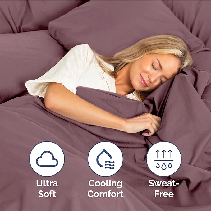 King Size 4 Piece Sheet Set - Extra Soft, Breathable & Cooling Sheets - Hotel Luxury Durable Bed Sheets for Women & Men - Deep Pockets, Easy-Fit & Wrinkle-Free Sheets - Cool Plum Oeko-Tex Bed Sheets