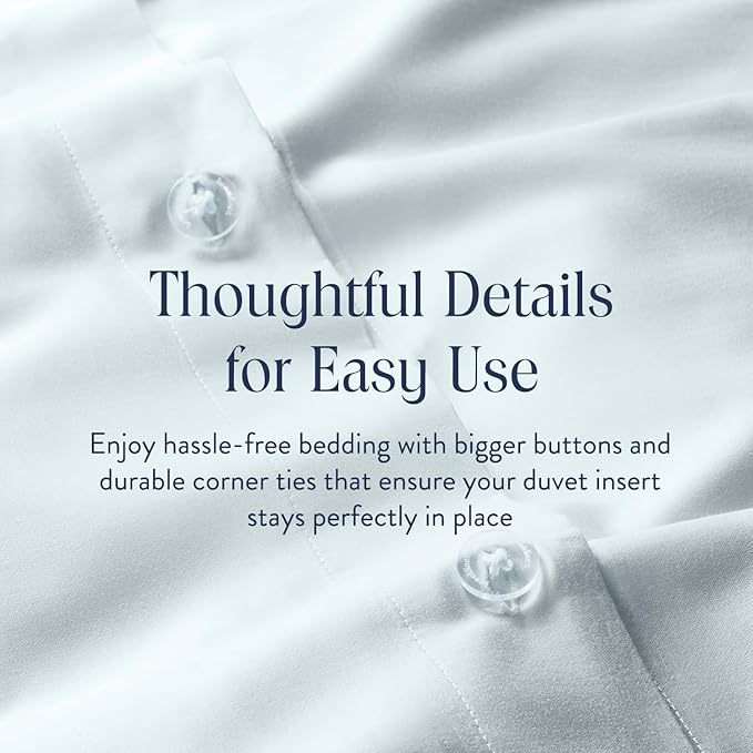 Brooklinen Luxury Sateen Duvet Cover - 100% Cotton, Full/Queen Size in Sky with Extra-Long Corner Ties and Button Closure - Best Full/Queen Duvet Covers