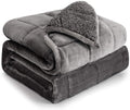 Sherpa Fleece Weighted Blanket 10 lbs for Adult, Flannel Cozy Plush Bed Blankets, Fuzzy Sherpa Weighted Blankets Full Size, Minky Soft Blanket for Sofa Bed, 48 x 72 inches, Grey