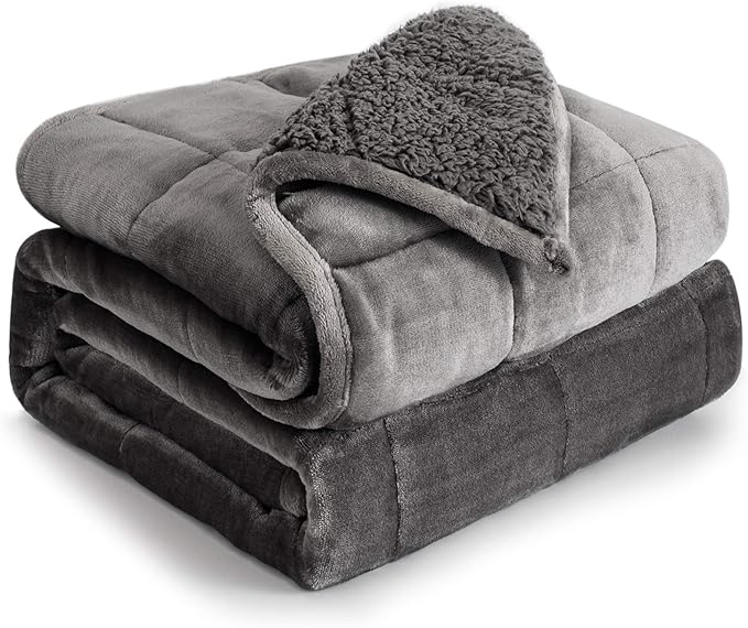 Weighted Blanket 20Inches x 30Inches 03lb, Flannel Cozy Plush Weighted Lap Blankets, Fuzzy Sherpa Weighted Blankets, Soft Travel Blanket for Sofa Bed, Grey