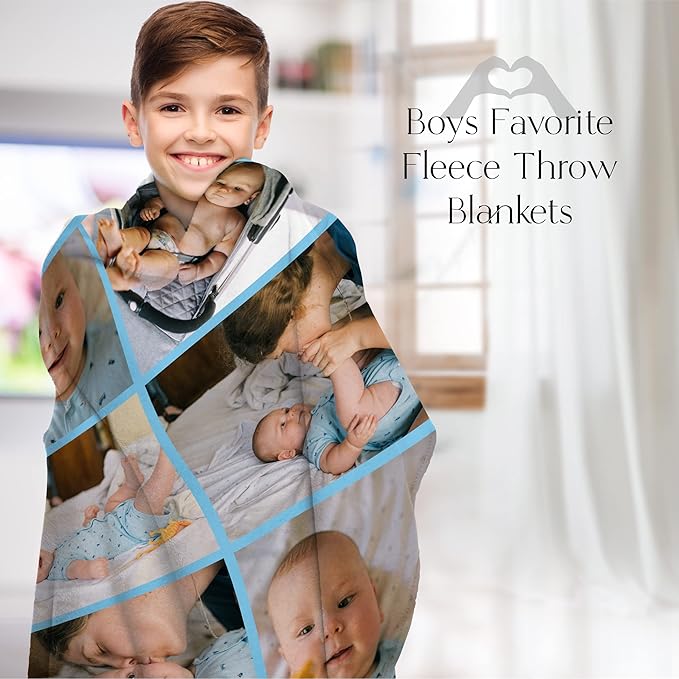 Ships Next Day, Custom Blanket with Picture - Printed in USA, Personalized Photo Blanket (Fleece – 50x60)