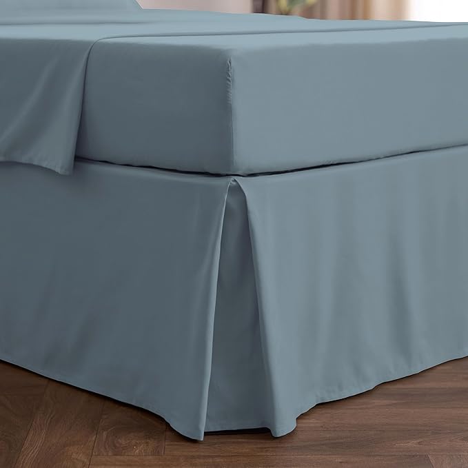 Mellanni Bed Skirt Queen Size - Bed Skirting - 15-Inch Tailored Drop Pleated Dust Ruffle - Hotel Luxury Bedding - Wrinkle, Fade, Stain Resistant - 1 Bedskirt (Queen, Spa Blue)