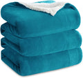 Bedsure GentleSoft Sherpa Fleece Blankets Queen Size for Bed - Thick and Warm Throw for Women and Men, Soft Fuzzy Plush Queen Blanket for Winter, Teal, 90x90 Inches