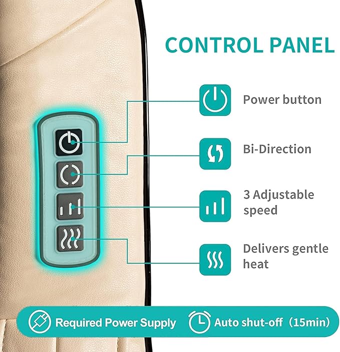 Nekteck Neck and Back Massager for Pain Relief Deep Tissue, Shiatsu Shoulder Massage Tool, Plug-in Use Only (Renew)