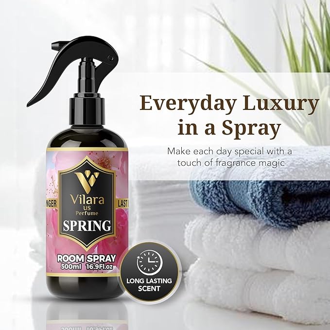 Vilara US Room Spray Freshener – Long-Lasting Luxury Perfume Scent, Linen & Fabric Spray for Bedding, Furniture, Home & Bedroom Aromatherapy – 16.9 fl oz (Spring Pack 3)
