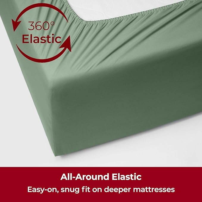 Mellanni Extra Deep Queen Sheets - 4 PC Iconic Collection Bedding - Hotel Luxury, Ultra Soft, Cooling Bed Sheets - Wrinkle, Fade, Stain Resistant (Queen, Sage)