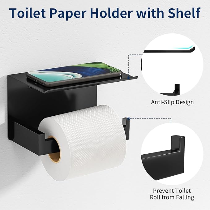 20-Pieces Matte Black Bathroom Hardware Set, 24 Inch Bath Towel Bar Set, Stainless Steel Towel Racks for Bathroom Wall Mounted