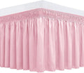 Biscaynebay Wrap Around Bed Skirts for Queen Beds 15" Drop, Pink Adjustable Elastic Dust Ruffles Easy Fit Wrinkle & Fade Resistant Silky Luxurious Fabric Machine Washable