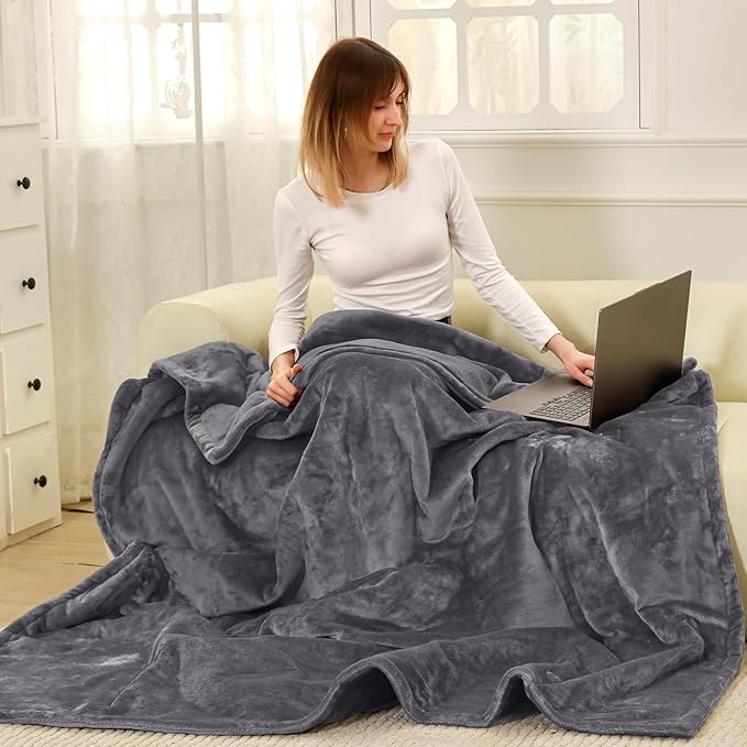 Heated Blanket Electric Blanket Queen Size, Super Soft Cozy Upgraded Flannel Heating Blanket with 9 Heating Levels & 1-9 Hours Auto Off, Fast Heating & Overheat Protection, 84" x 90", Charcoal Gray