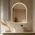 Niccy Arched LED Bathroom Mirror, 40"x30" Gold Framed Arch Wall Lighted Mirrors, Arching Frontlit Vanity-Mirror with Memory Function for Bathroom Bedroom, Defogger and 3 Color, Explosion-Proof