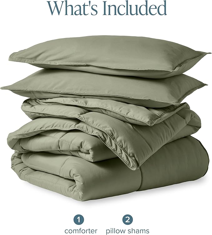 Bare Home Comforter Set - Oversized Queen Size - Ultra-Soft - Goose Down Alternative - Premium 1800 Series - All Season Warmth (Oversized Queen, Sage)