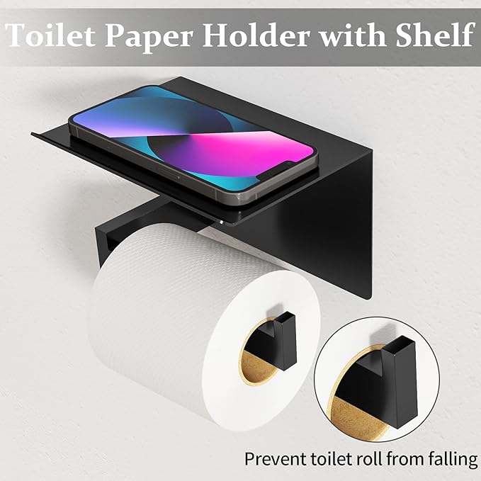 10-Piece Matte Black Bathroom Hardware Accessories Set, 24 inch Towel Bar, Stainless Steel Towel Racks for Bathroom, Bath Towel Bar Set Wall Mounted