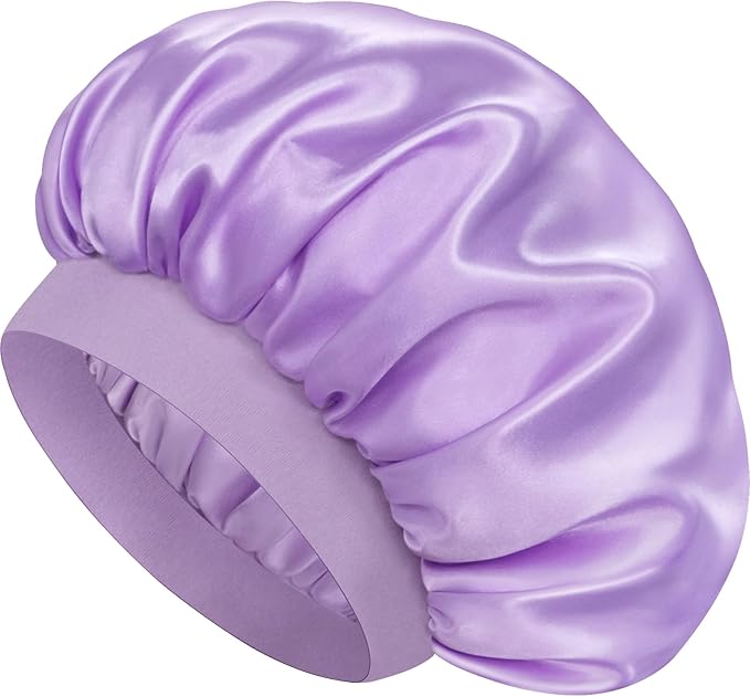 Satin Silk Bonnet for Sleeping, Double Layer Silk Sleep Cap for Men & Women, Soft Satin Lined Bonnet for Curly Hair