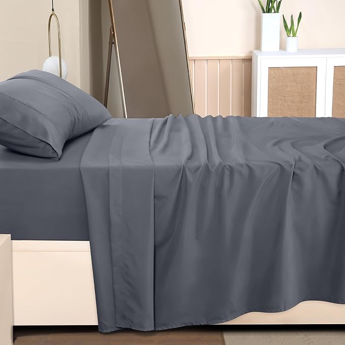 Utopia Bedding Twin Sheet Set – 3 Piece Bed Sheets for Twin Size Bed, Soft and Breathable Microfiber, Includes 1 Fitted Sheet, 1 Flat Sheet and 1 Pillowcase (Grey)