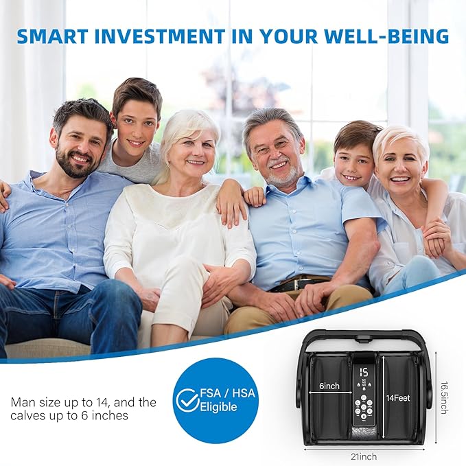 Foot Massager with Heat, 3 Heating Therapy 5 Intensity, Deep Kneading Rolling for Calf-Feet-Arm Circulation, Plantar Fasciitis and Pain Relief