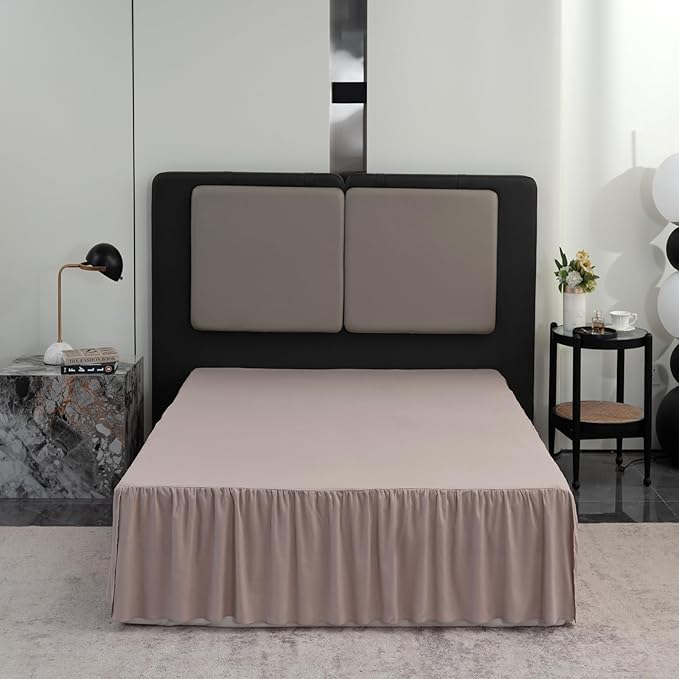 Khaki Bed Skirt Full Size Ruffled Bed Skirt with Split Corners, Full Bed Skirt 12 Inch Drop, Full Size Bed Skirt Khaki for Ruffled Bed Skirt with Split Corners, Bed Skirts Full Size