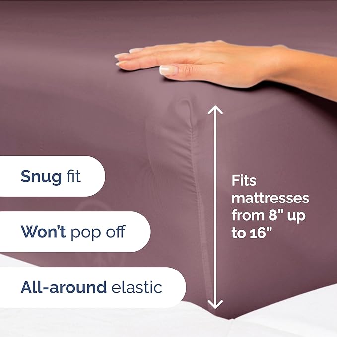 King Size 4 Piece Sheet Set - Extra Soft, Breathable & Cooling Sheets - Hotel Luxury Durable Bed Sheets for Women & Men - Deep Pockets, Easy-Fit & Wrinkle-Free Sheets - Cool Plum Oeko-Tex Bed Sheets