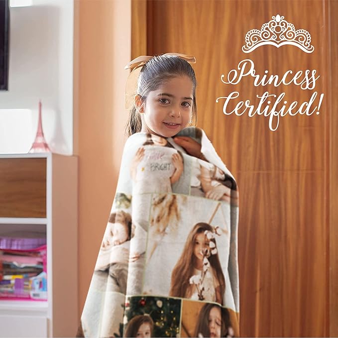 Ships Next Day, Custom Blanket with Picture - Printed in USA, Personalized Photo Blanket 8-Pic(Fleece – 96x120)