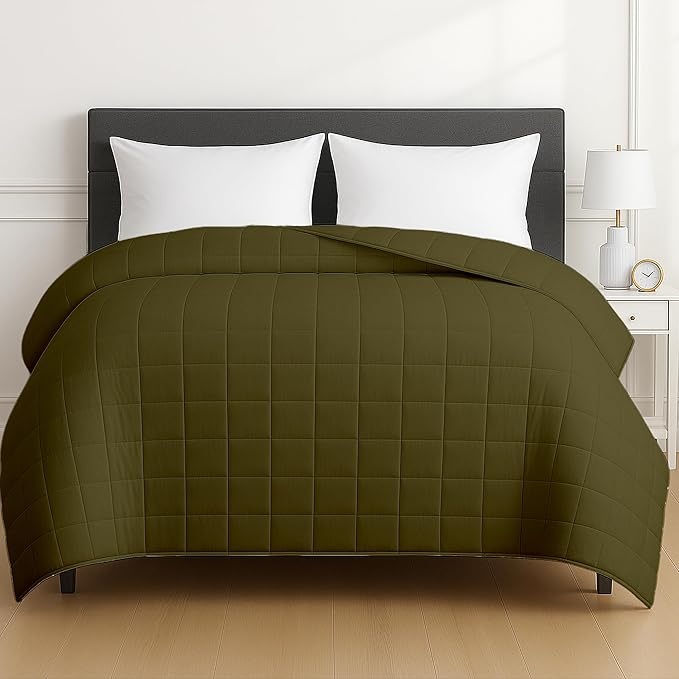 HomeSmart Weighted Blanket King Size, 20lbs, Oversized Heavy Blanket for Adults, Olive Green, 104x92