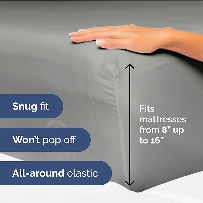 Cal King Size 4 Piece Sheet Set - Extra Soft, Breathable & Cooling - Hotel Luxury Durable Bed Sheets for Women & Men - Deep Pockets, Easy-Fit & Wrinkle-Free - Slate Grey Oeko-Tex