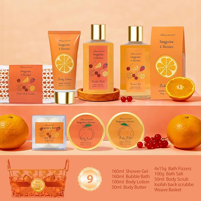 Spa Gifts for Women Bath Sets for Women Gift, Bath and Body Gifts Set, 9 Piece Spa Gift Set with Bath Bombs & Bath Oil, Relaxing Self Care Gift for Her, Birthday Gift Basket, Christmas Gifts