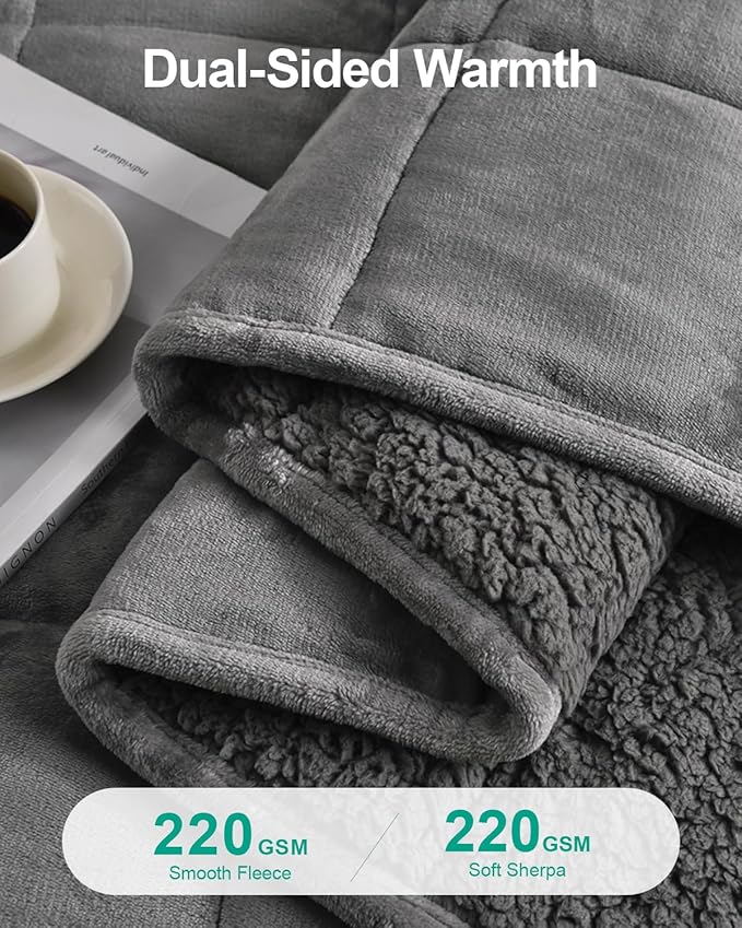 Super Fuzzy Soft Sherpa Fleece Weighted Blanket, 15 lbs Dual Sided Fluffy Heavy Weighted Blankets for Adults - No Bunching with Double Layers of Soft Inner Lining (48"x 72", 15 Pounds)