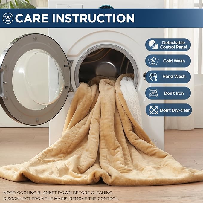 Westinghouse Electric Blanket Twin, Heated Blanket Twin Size with 10 Heating Levels and 1 to 12 Hours Heating Time Settings, Flannel to Sherpa Reversible, Machine Washable (62" x 84", Red)