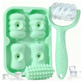 Ice Roller for Face Women Replaceble Rollers + Reusable 2 in 1 Silicone Facial Eyes Ice Cube Mold Set, Body Message Stick Holder for Reduce Puffiness Relief Shrink Pores Anti Wrinkle Skin Care, Green