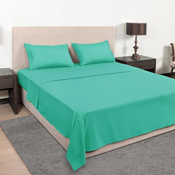 Mejoroom Twin Sheet Set - Hotel Collection Twin Sheets - Bedding Sheets & Pillowcases with Deep Pocket Fitted Sheet, Breathable, Wrinkle & Fade Resistant - 3 Piece(Mint)
