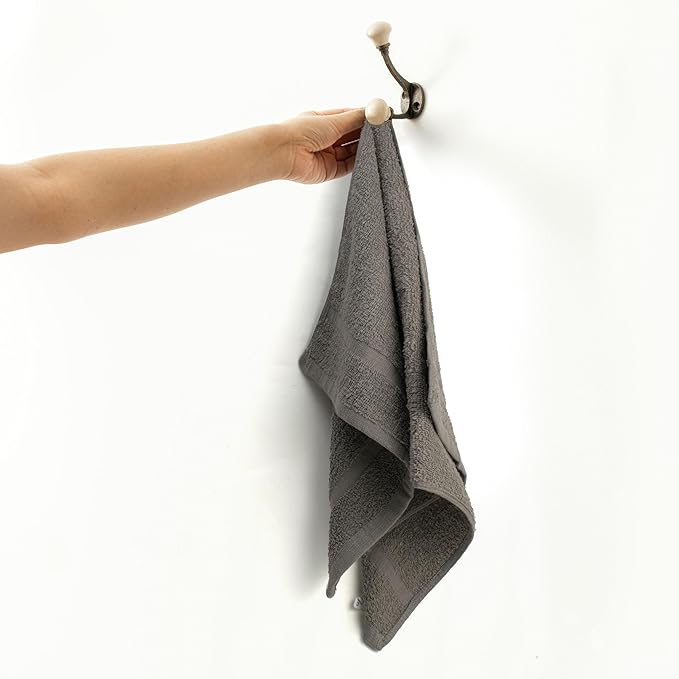 Basic Hand Towels 16x26 Inches – Pack of 24 – Grey Color – Soft and Absorbent Multipurpose Cotton Towels for Bathroom, Spa, Gym, Salon, Hotel, and Everyday Use
