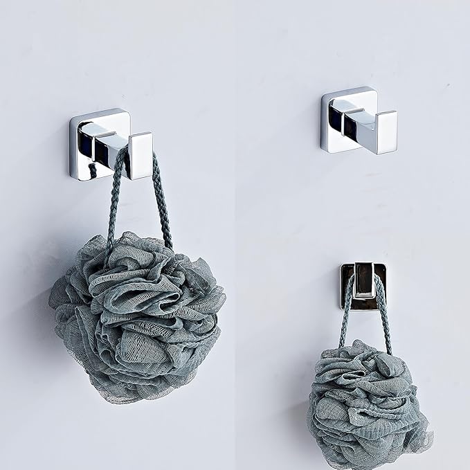 Chrome Bathroom Hardware Set 4 Pieces,Towel Bar Set Stainless Steel Wall Mounted, Includes 16In Hand Towel Bar, Towel Ring, Robe Towel Hooks,Toilet Paper Holder, Bathroom Towel Rack Set