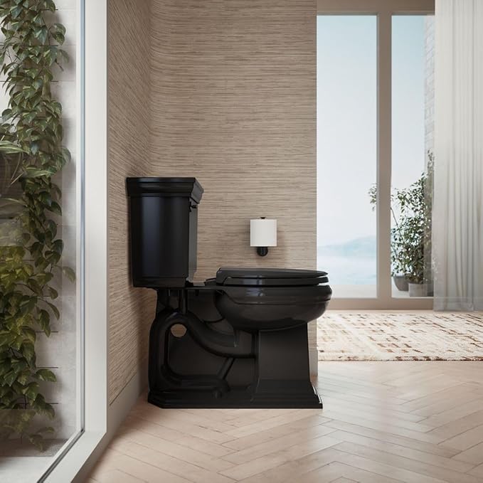 KOHLER 4639-RL-7 Cachet ReadyLatch Round Toilet Seat Soft Close, Black